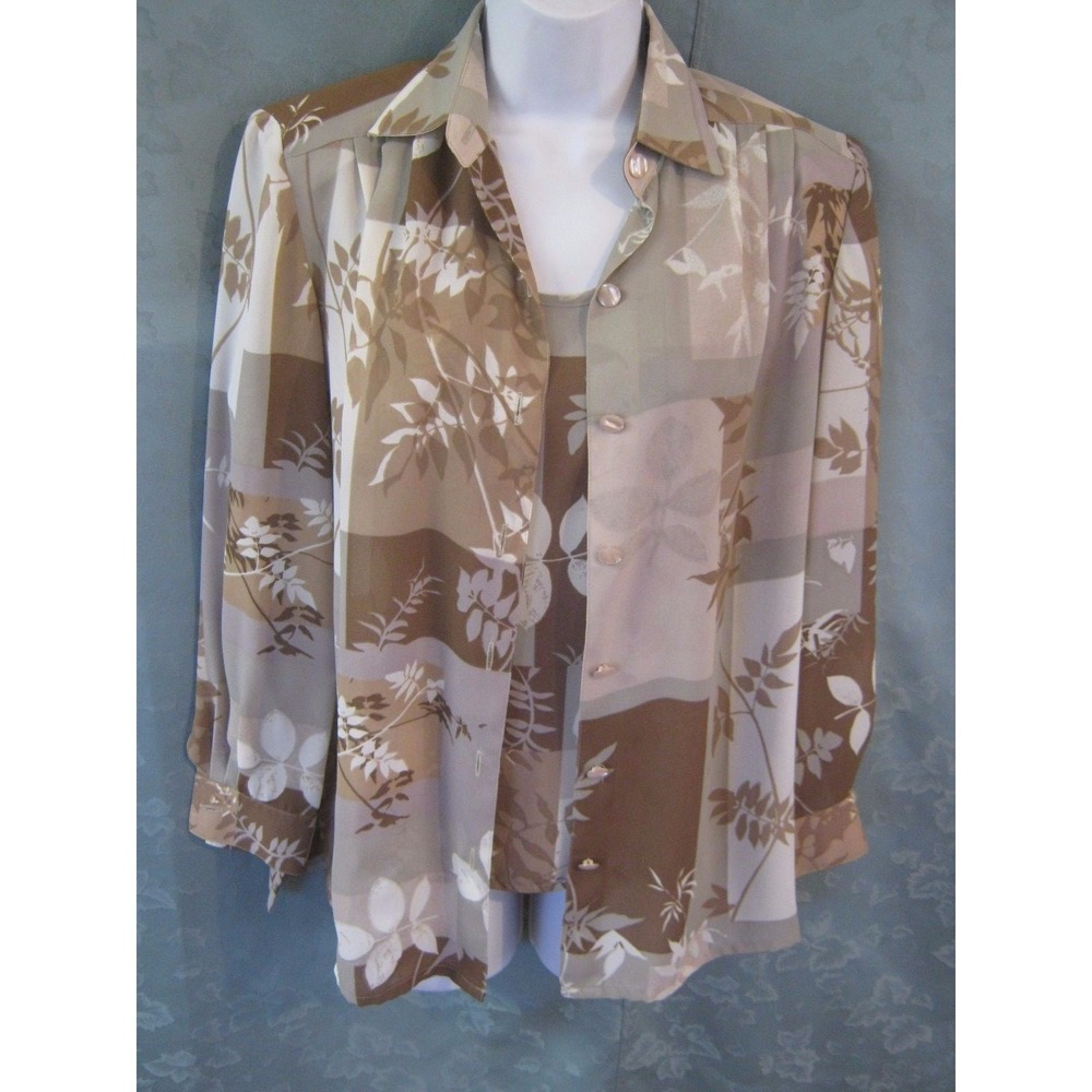 VTG Philippe Marques Petites Twinset Size 4 Floral Print Button Front & Tank Top